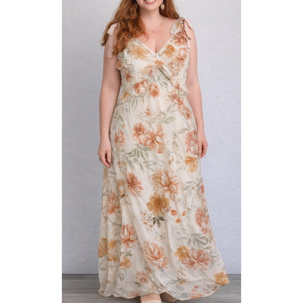 Christian Lacroix Luxury Maxi Dress Large Resort Floral‎ Wedding Guest Dress